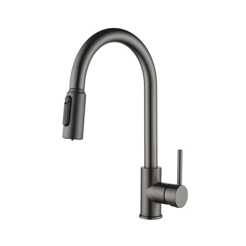 1LS090200 Single Handle Brass Kitchen Faucet with Pull Down Sprayer for Easy 360 Rotation and Mixing Black