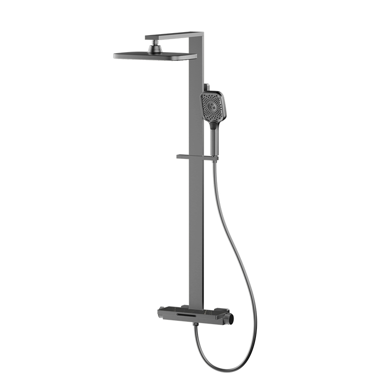 Peiluo Series 1WP590301  Complete Brass Bath  Rainfall Shower Faucet Set Mixer Kit with All Accessories Black