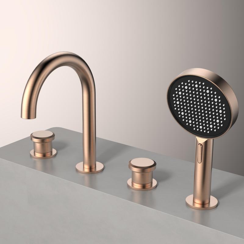 Seri Sekko 1SE500400, Keran Mandi Brass Pemasangan di Atas Deck dengan Dua Pegangan, Set Mixer Shower Tangan untuk Bak Mandi Modern, Chrome