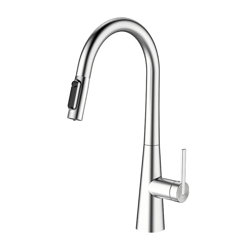1KP100206 Brass Kitchen Sink Faucet with Pull Out Spray Mixer and 360 Degree Rotation Flexible Design Chrome