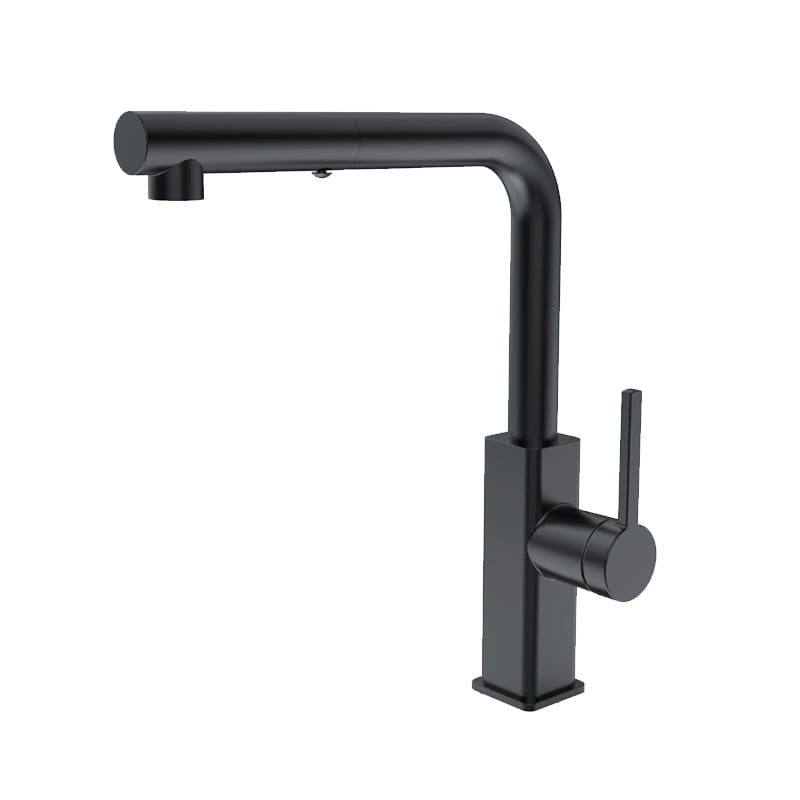 1LU040201 Single Handle Brass Kitchen Faucet with Pull Down Sprayer for Easy 360 Rotation and Mixing Black