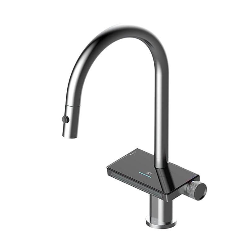 1LS190206 Brass Faucet for Kitchen with Pull Out Sprayer and 360 Rotation Mixing Cold Hot Water 