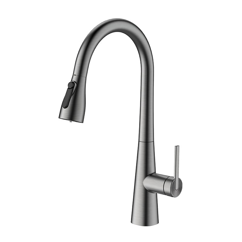 1KP100207 Best Single Handle Brass Faucet for Kitchen with Pull Down Sprayer and Hot Cold Water Mixer 