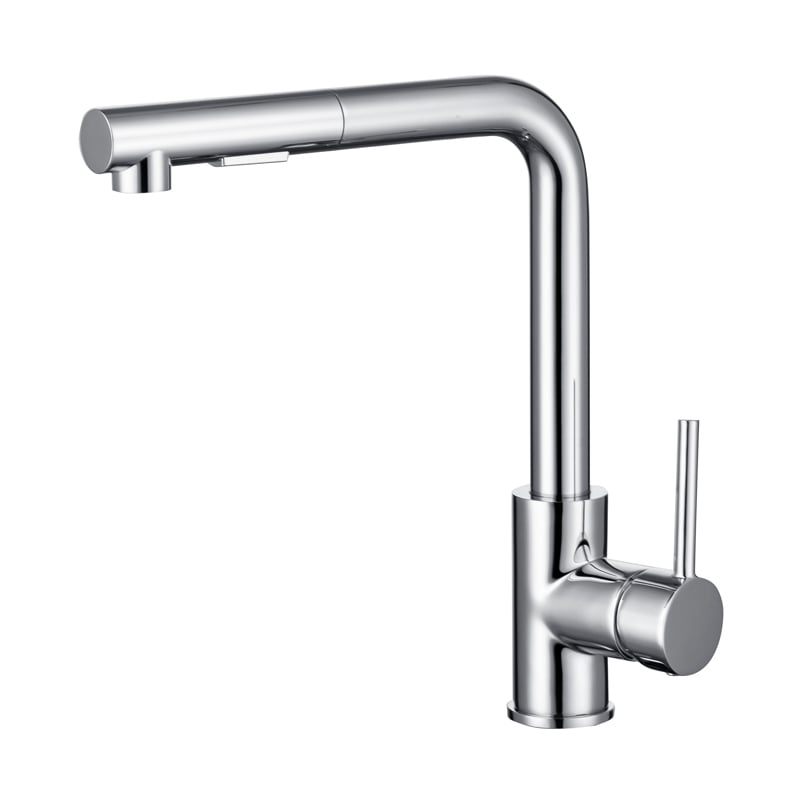 1LS080203 Flexible Pull Down Spray Brass Kitchen Faucet with Single Handle and 360 Rotation Tap Gun Grey
