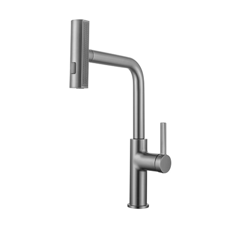 1LG050208 Flexible 360 Rotation Brass Kitchen Faucet with Pull Out Sprayer and Single Handle Mixer Gun Grey
