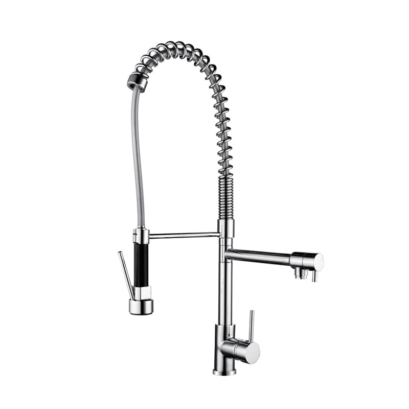 1KP100811 Best Single Handle Brass Faucet for Kitchen with Pull Down Sprayer and Hot Cold Water Mixer Gold