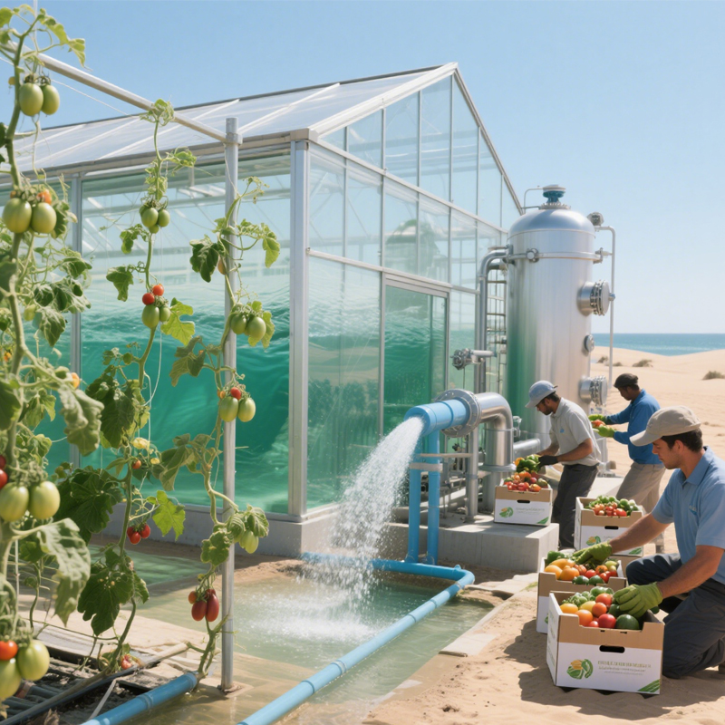 When greenhouses meet seawater desalination: 