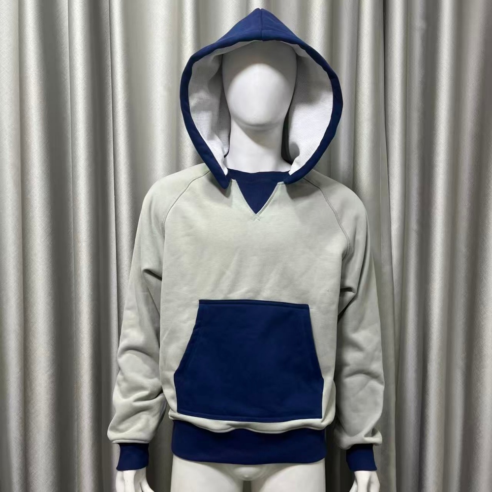 Mukautettujen vaatteiden valmistajat, kaduvaatteet: painava puuvillainen värimuottinen wafla-tekstiilinen vintage-pesetty hoodietakki, miesten mallinen