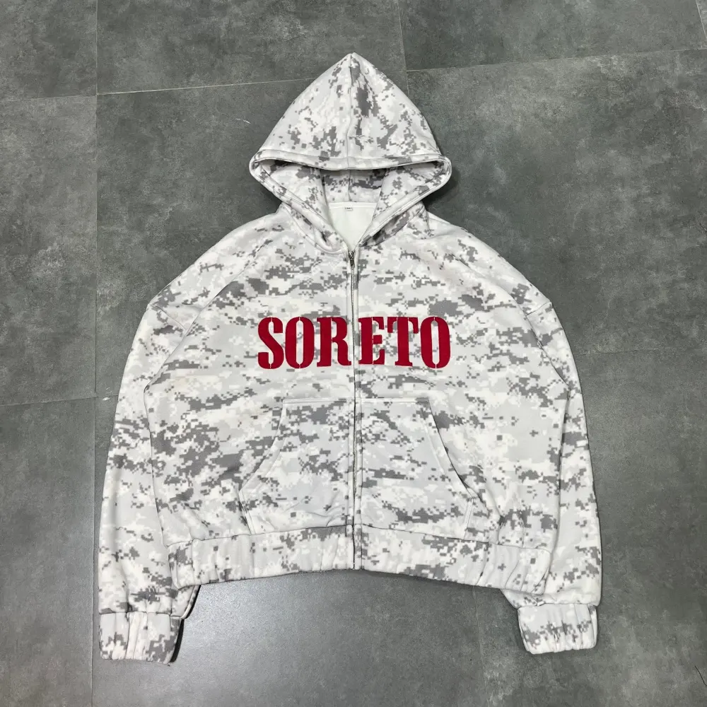 New Arrival: Cropped Digital Camo Full Zip Hoodie