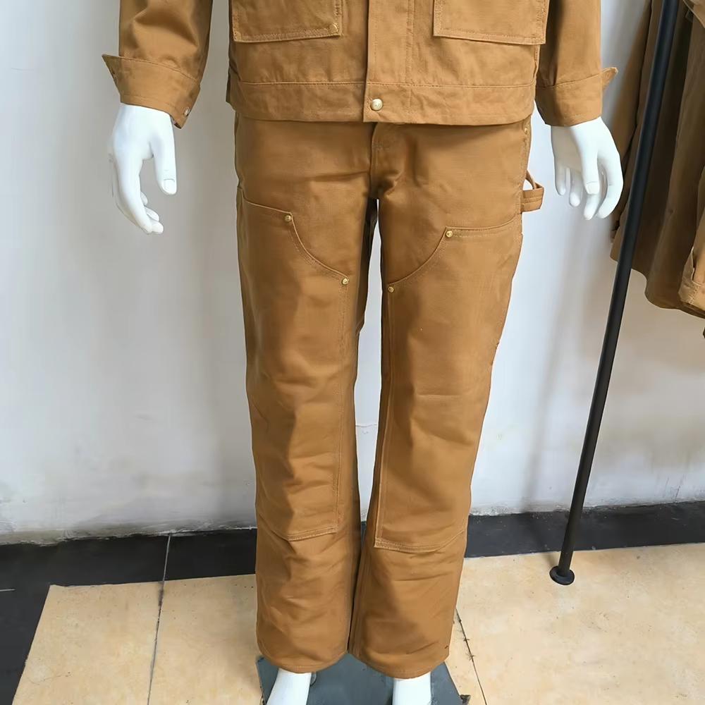 Üretici Özel Yüksek Kaliteli Erkek Düz Kesim Kot Pantolon Kanvas İş Güvenlikli Pantolon Çift Dizli Marangoz Pantolonu Erkek