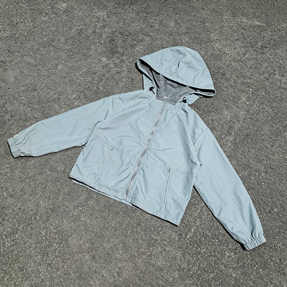 XINSHENG Custom Men's Casual Mesh Lining Nylon Polyester Windbreaker Cropped Boxy Zip up Jacket with Hooded Men
