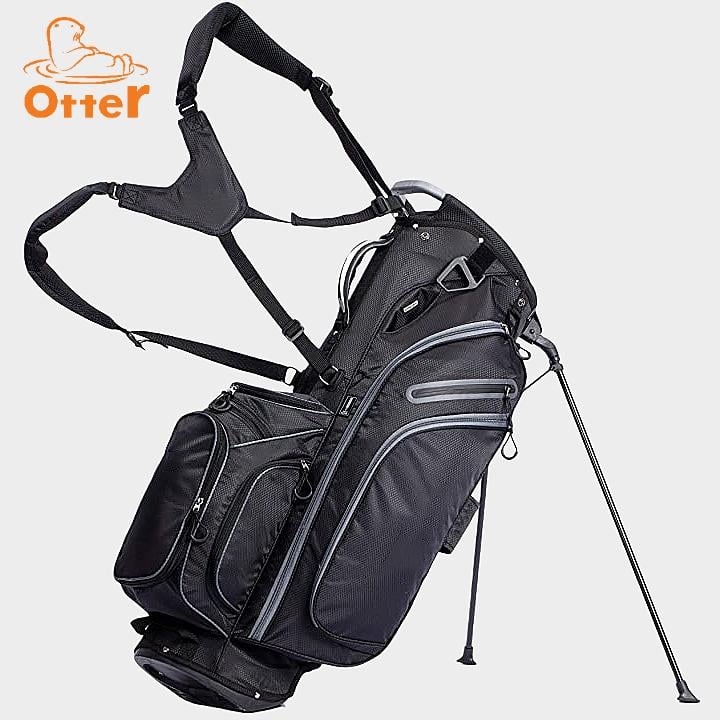 Sac de golf avec trépied et compartiments supérieurs à 14 voies, sac de golf avec sangle double réglable pour hommes