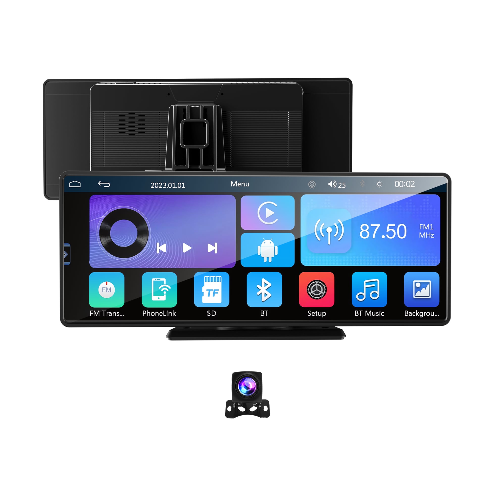 Fuallwin Carplay 4K 1080P הפוך 10.26 אינץ' מצלמת פנים ניידת מסך טאץ' נייד Car Play מערכת סטריאו לרכב Carplay