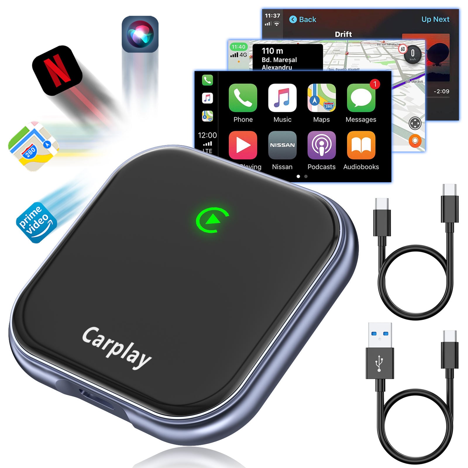 Fuallwin carplay inalámbrico Universal Smart Android Box Quickest Connection carplay sem fio USB Car Play Auto Dongle jeu de voiture Wireless Carplay Adapter for Apple