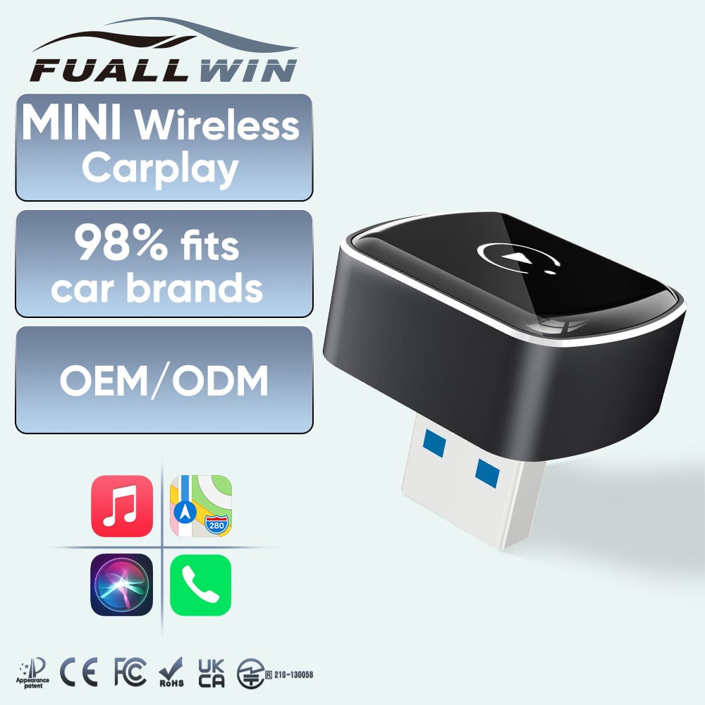 מתאם אלחוטי ל-CarPlay מסוג 2 ב-1 של Fuallwin עבור קופסת חיבור אינטיליגנטית לרכב, תומך ברשת Wi-Fi דו-פסית לאפשר חיבור יציב של מכשירי שדרוג לרכב