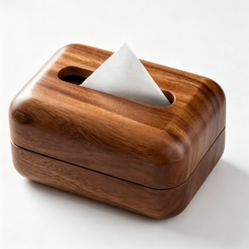 Wholesale High Quality Custom Walnut Wooden Handicraft Tissue Box Magnetic with Lid for Family Living Room