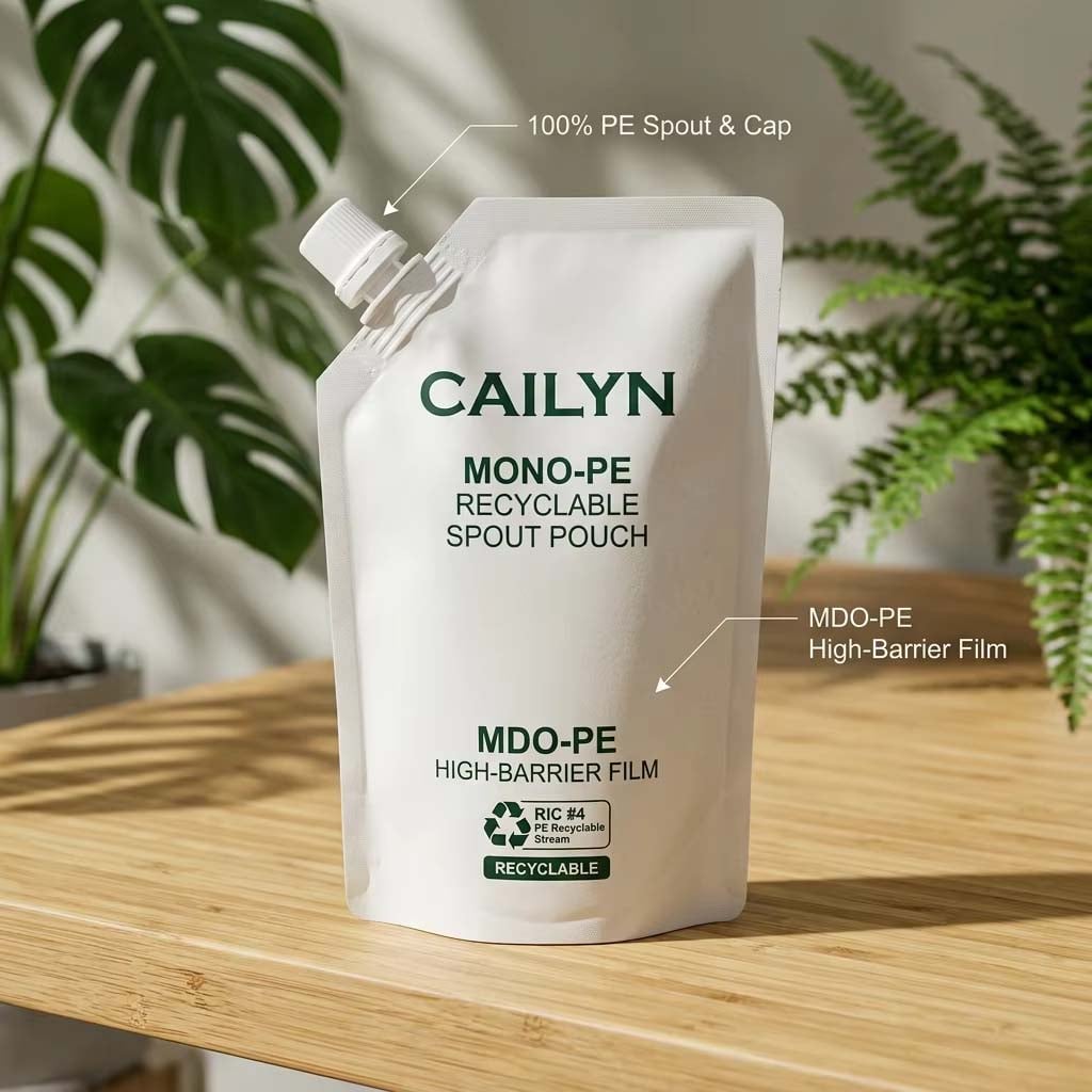 100% Recyclable Mono-Material Spout Pouches: High-Barrier Flexible Packaging for Liquid Products