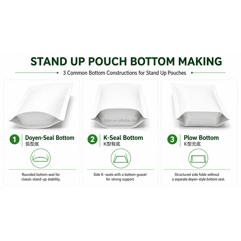 Stand-Up Pouch Bottom Constructions: Doyen Seal, K-Seal and Plough Bottom Compared