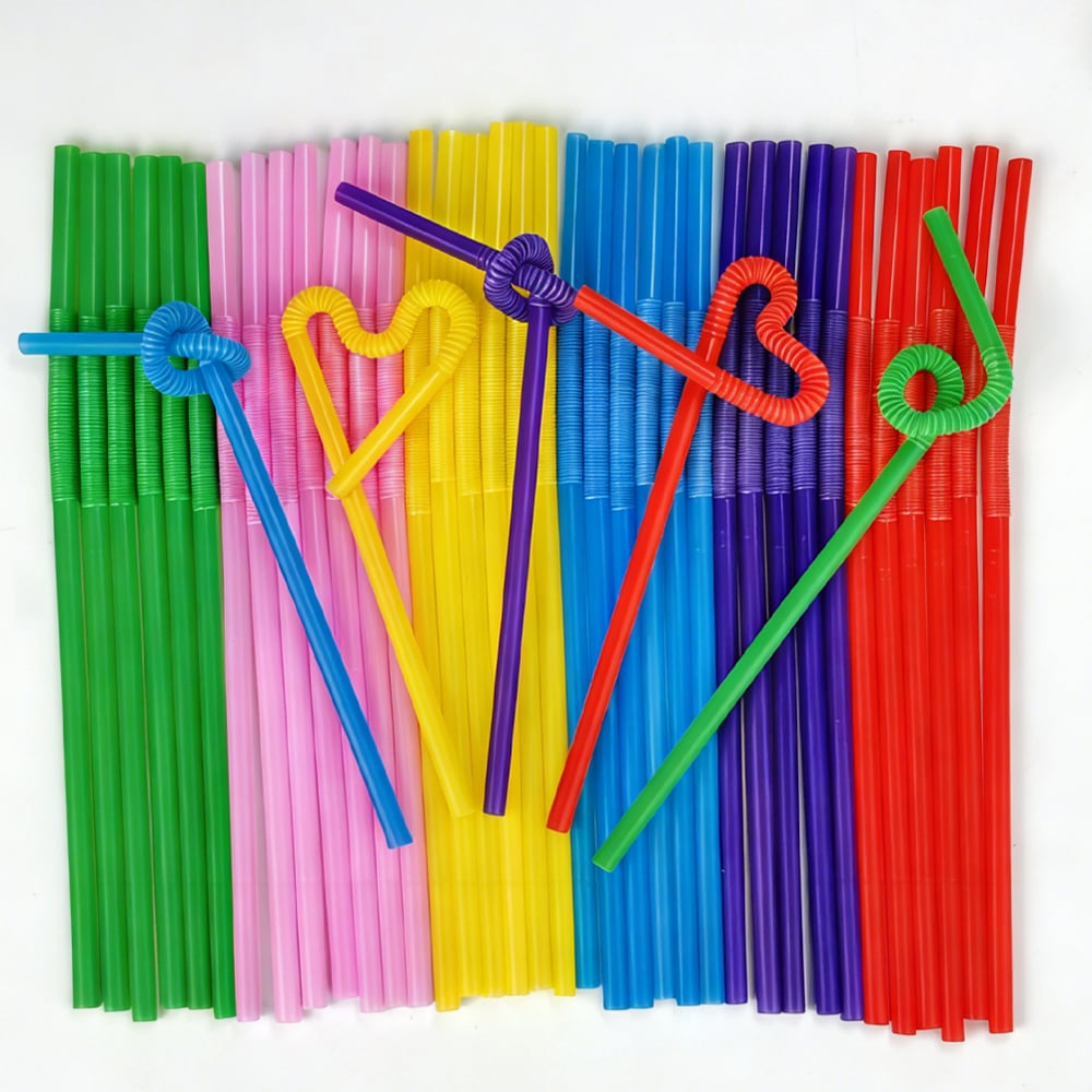 Factory-made multi-color disposable PP flexible straws