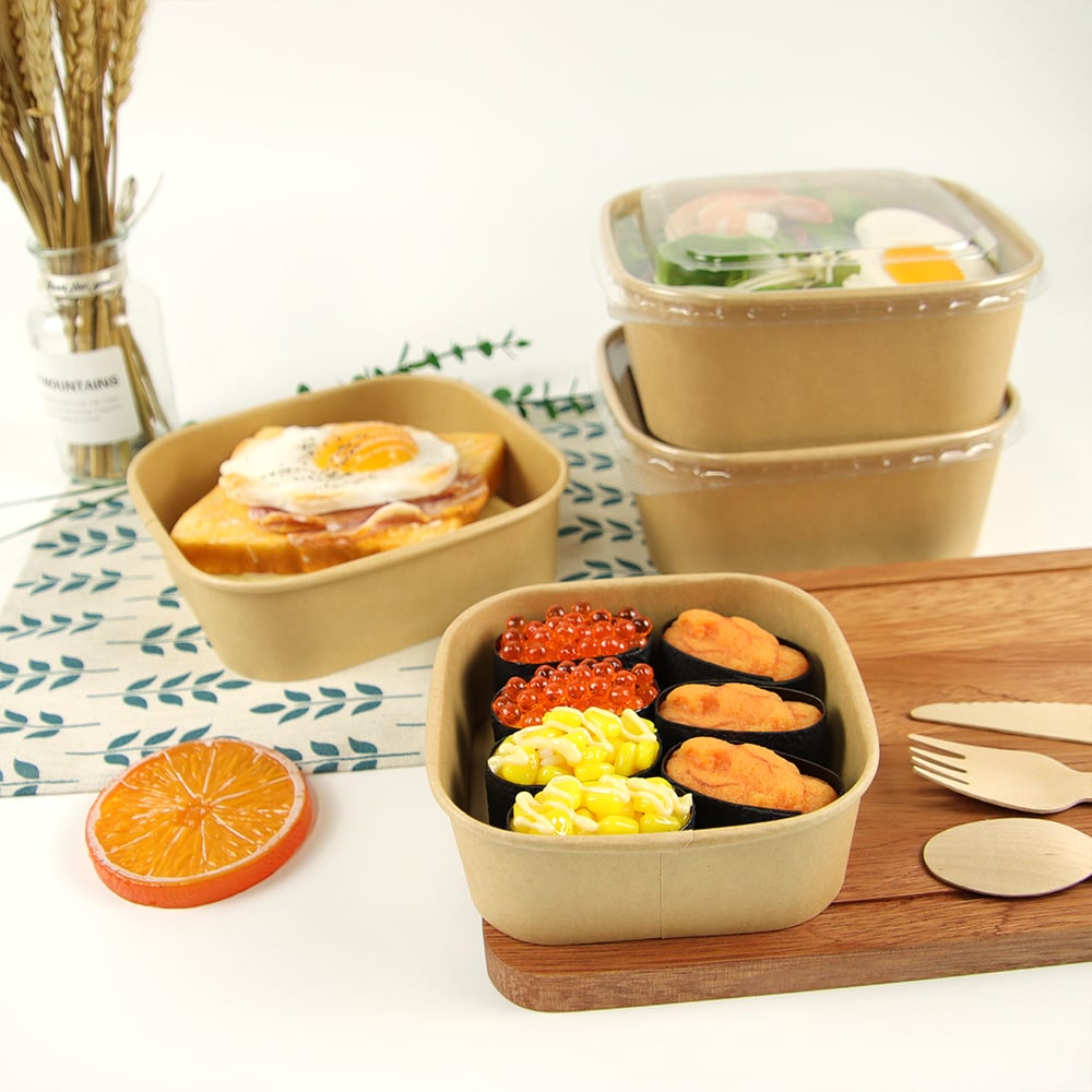 Custom Wholesale Biodegradable Kraft Paper Takeaway Box Packaging Container