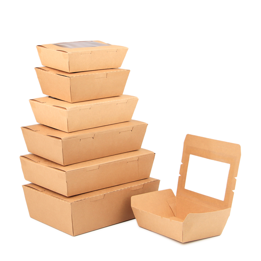 Kraft Paper Food Box with PE Window | Leakproof & Grease-Resistant Takeaway Container