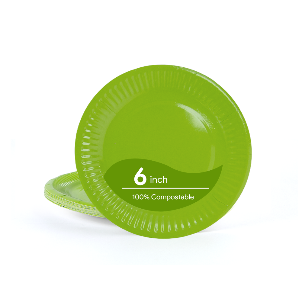 6-inch Eco-Friendly Disposable Paper Plates Biodegradable & Modern Style for Parties and Camping