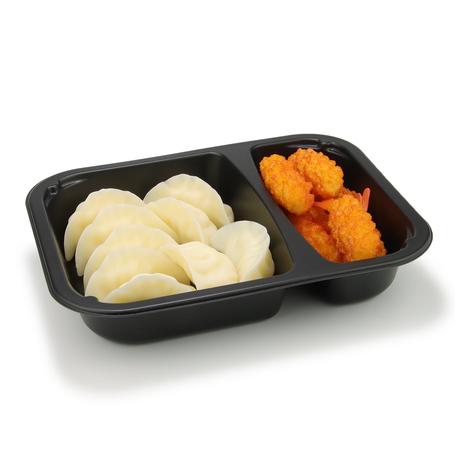 Black recyclable 2 compartment PP sealable food tray