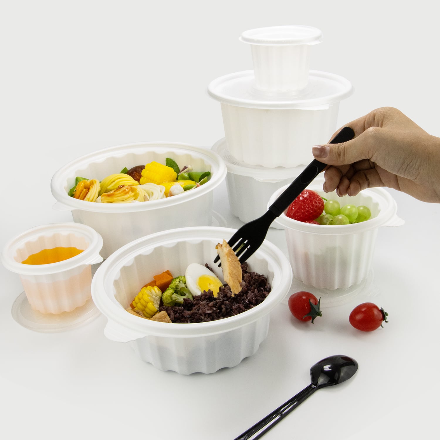 Customized recyclable disposable PP bowl with lid