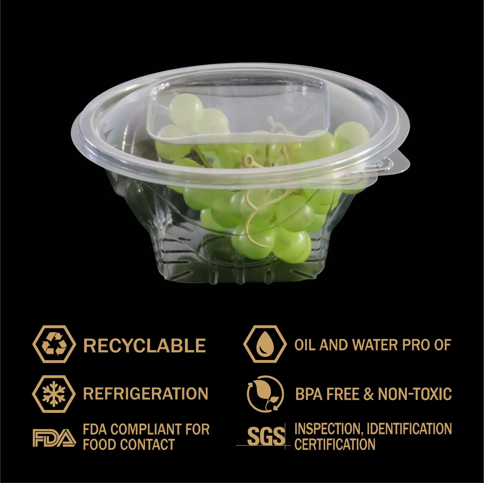 Customizable Round PET/RPET Blister Salad Bowl