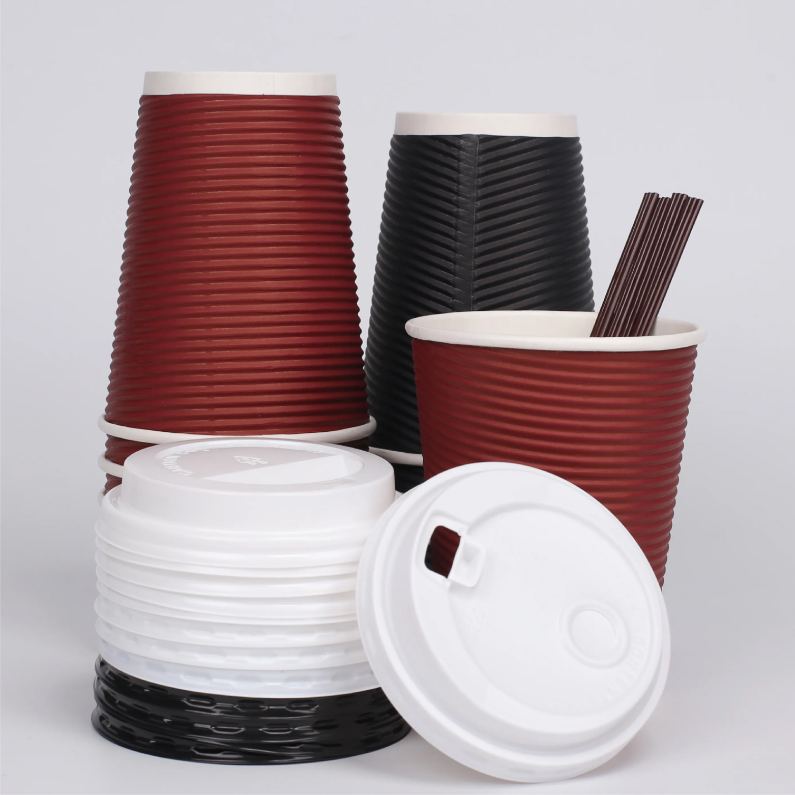 Disposable double wall corrugated coffee cup and hot drink cup
