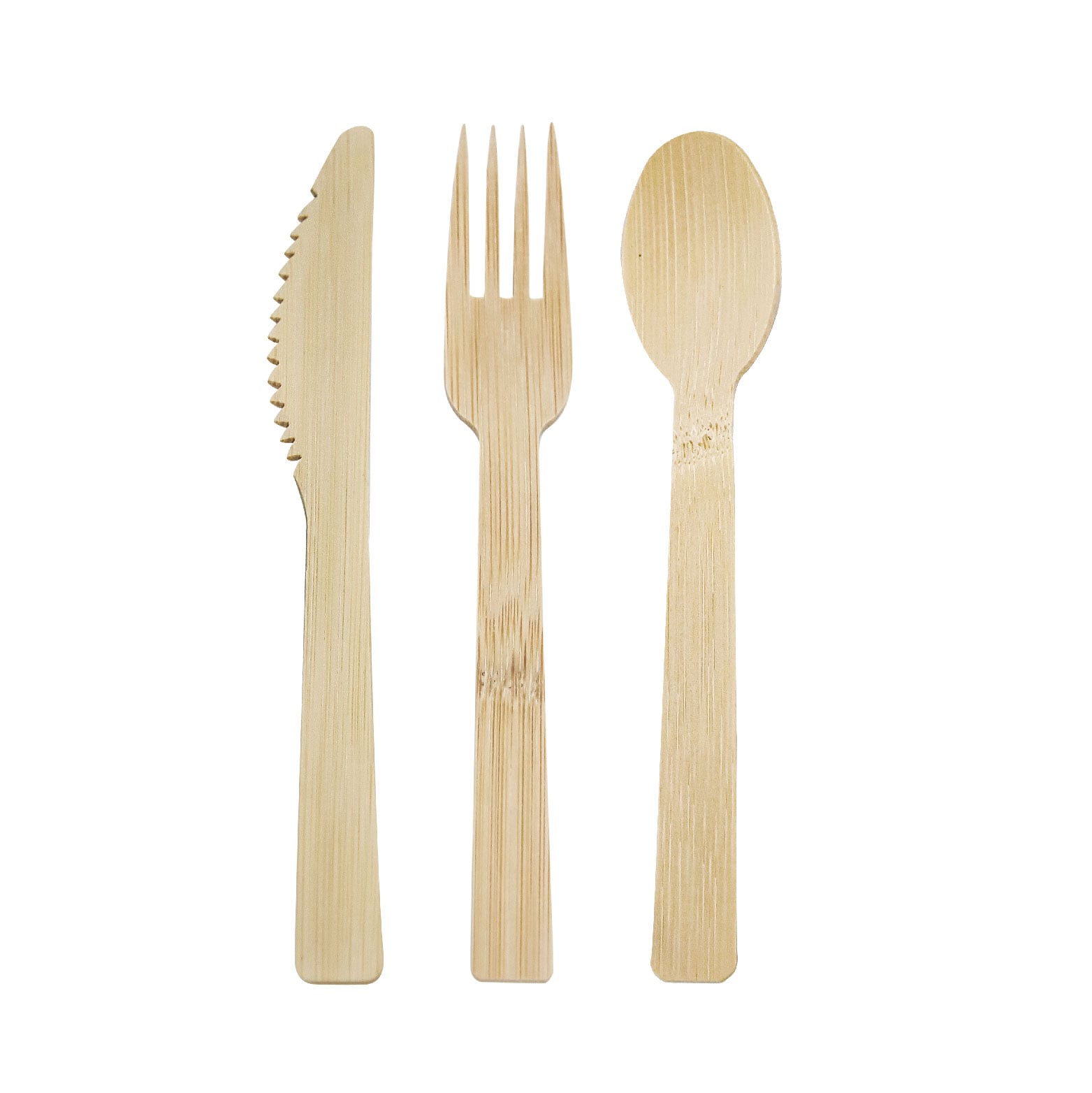 5.5-Inch Biodegradable Disposable Bamboo Spoon Fork And Knife Cutlery Set