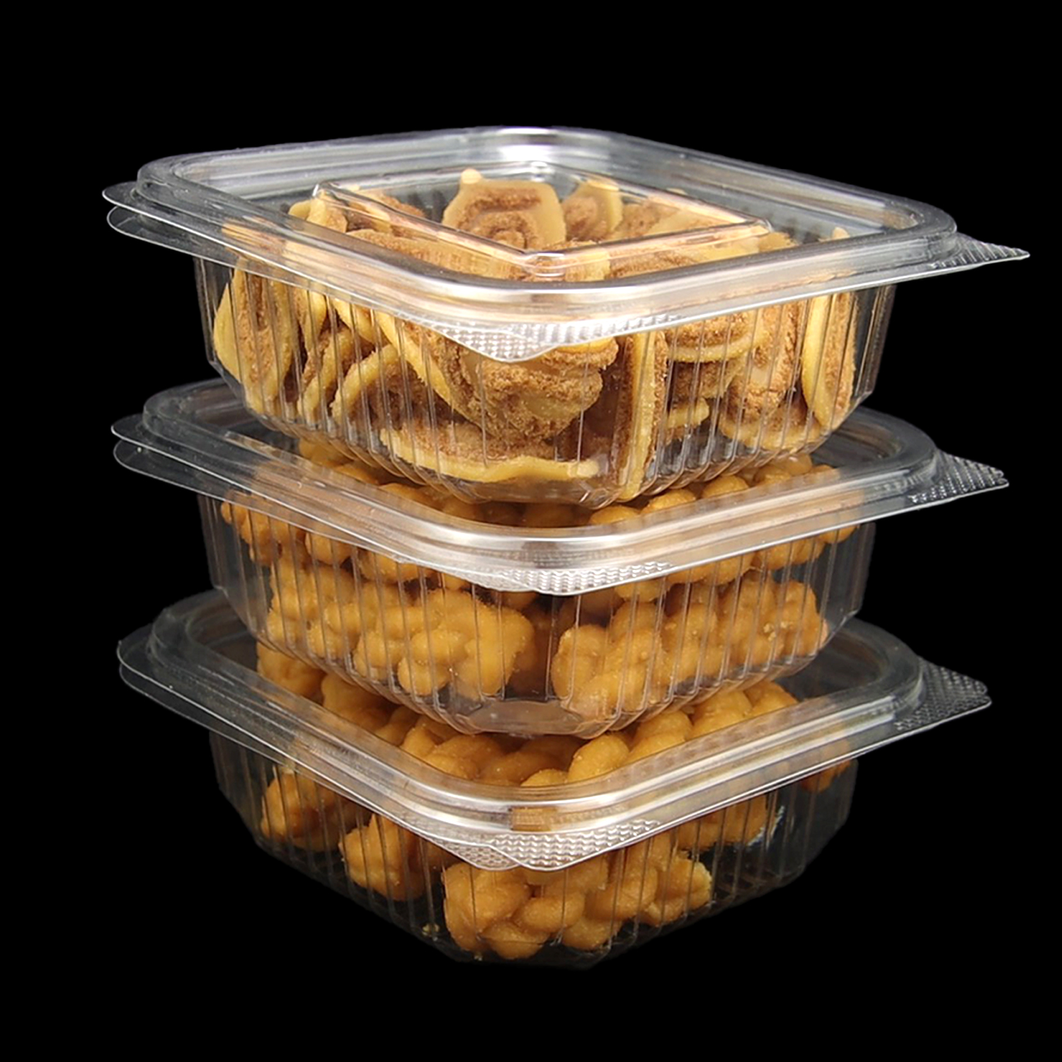 Customized Disposable PET Clam Shell Fruit Biscuit Food Container