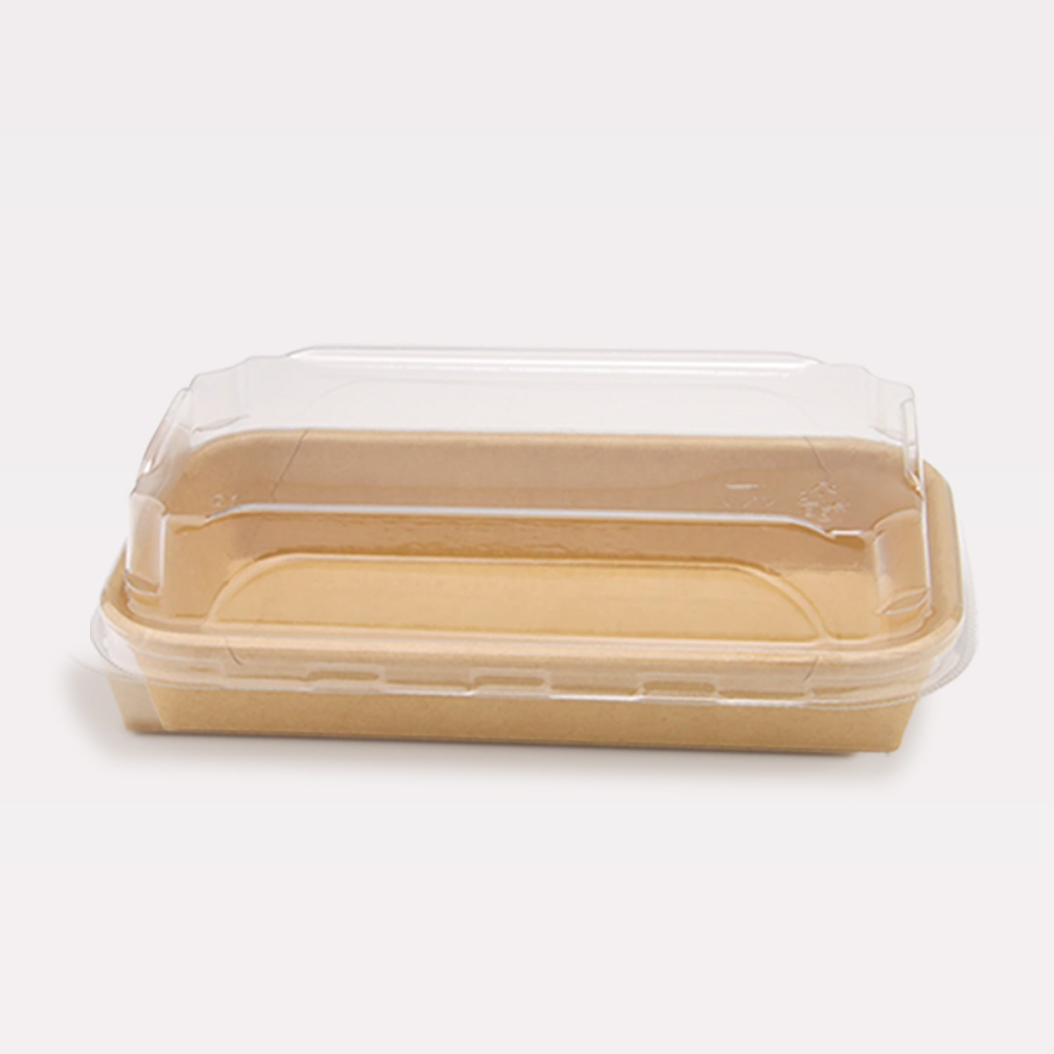 160*90*48mm Kraft Paper Sushi Box with PET Lid