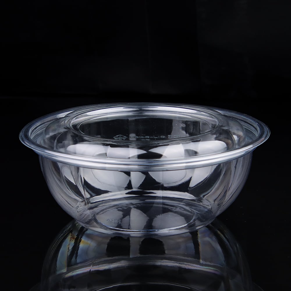 48oz Clear PET Salad Bowl with Leak-Proof Lid | Disposable Food-Grade Plastic Bowls Wholesale