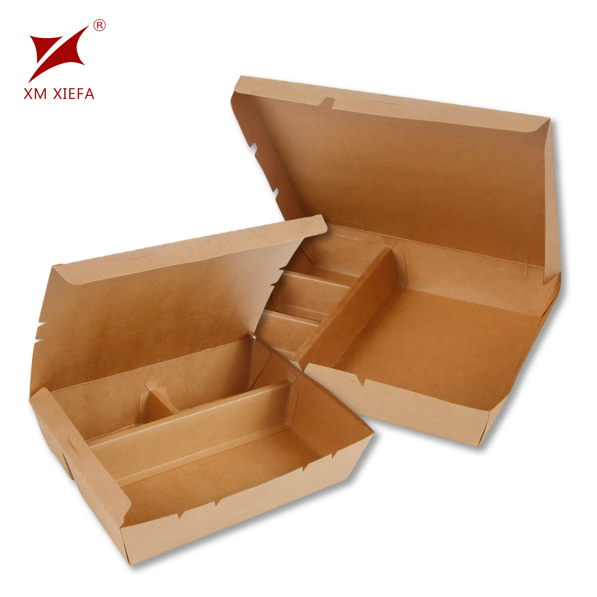 3 Compartment kraft paper takeaway food packaging container