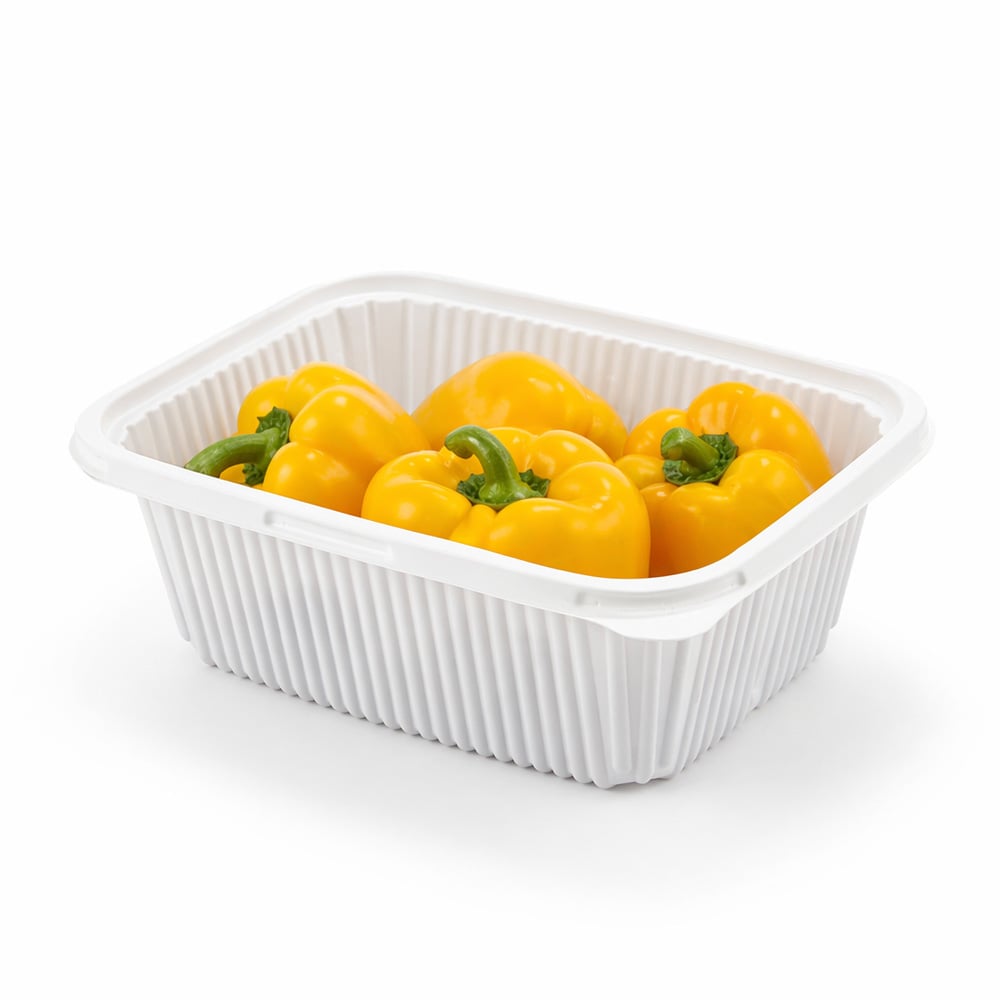 Factory-made biodegradable cornstarch food trays are suitable for supermarket meat trays