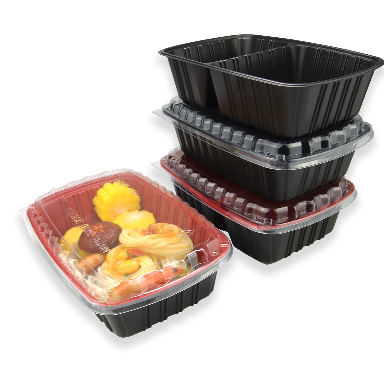 1/2 compartment disposable recyclable PP takeaway food box with PET lid
