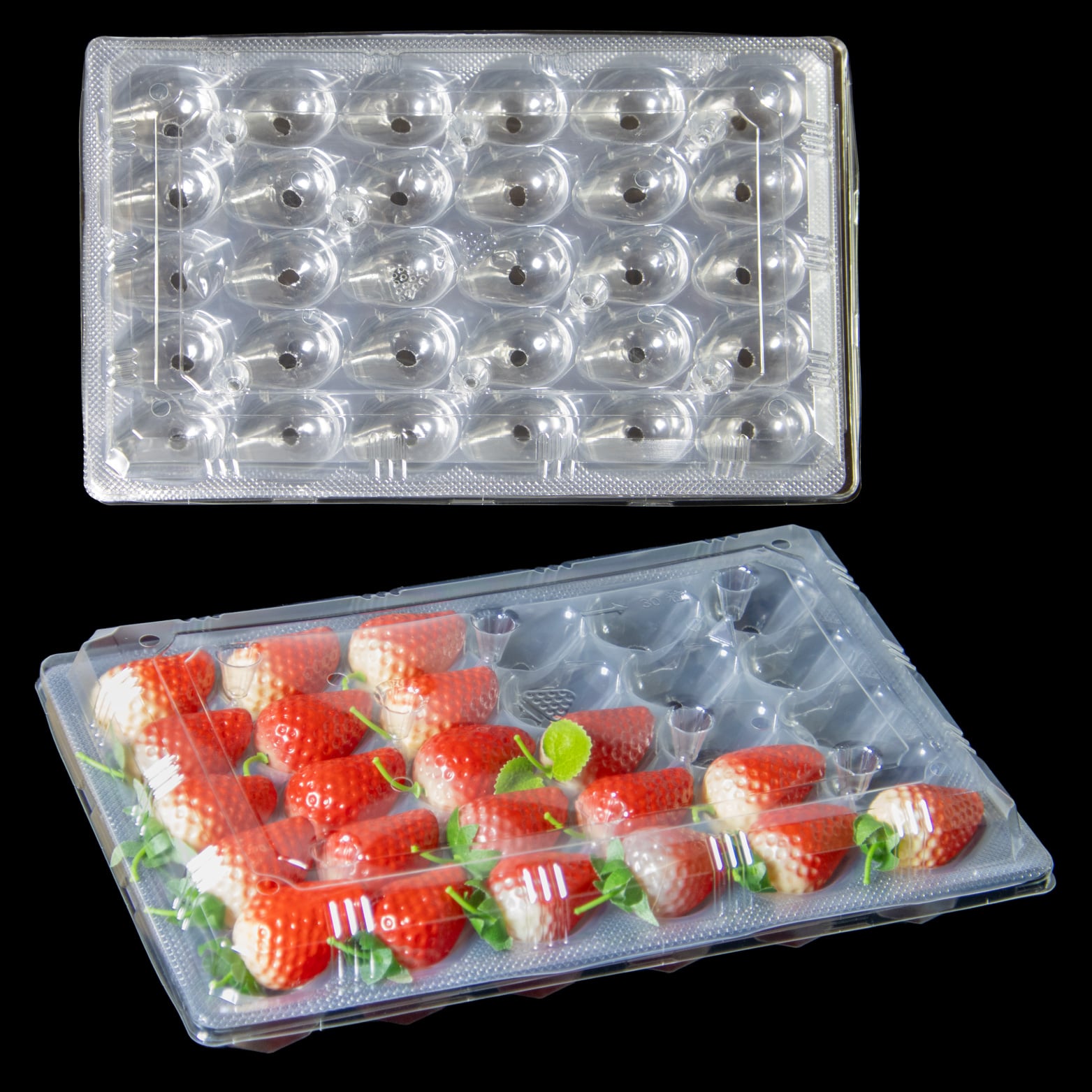 30 Cell Factory Wholesale Disposable Recyclable PET Strawberry Boxes