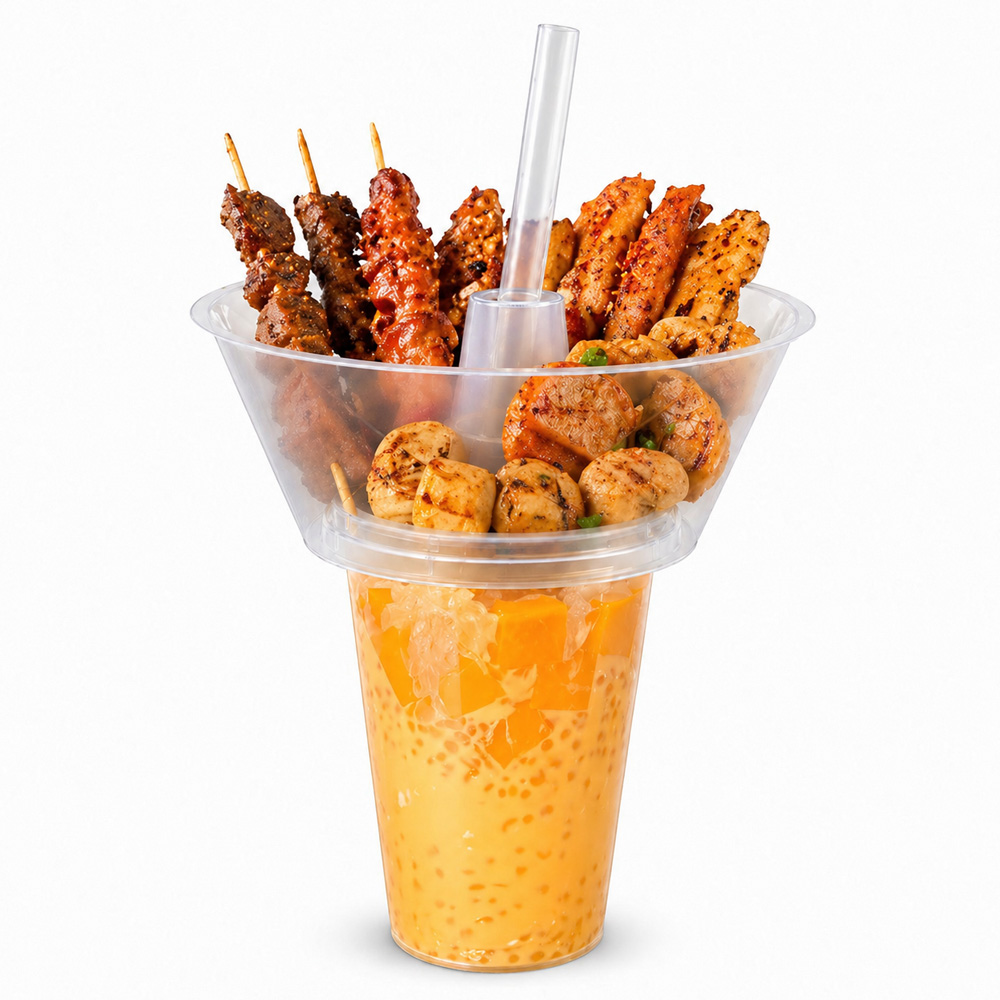 3-in-1 PP Injection Cup 90mm Caliber | Food Grade Spill Proof Snack Drink Cup Wholesale Factory Supply