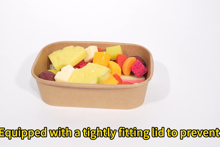 Kraft paper takeaway box with lid