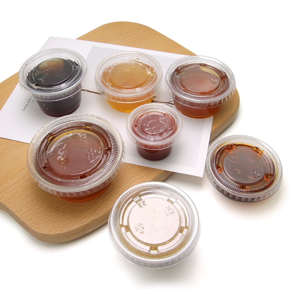 2oz Disposable Clear PP Sauce Cup With PET Lid Food Container