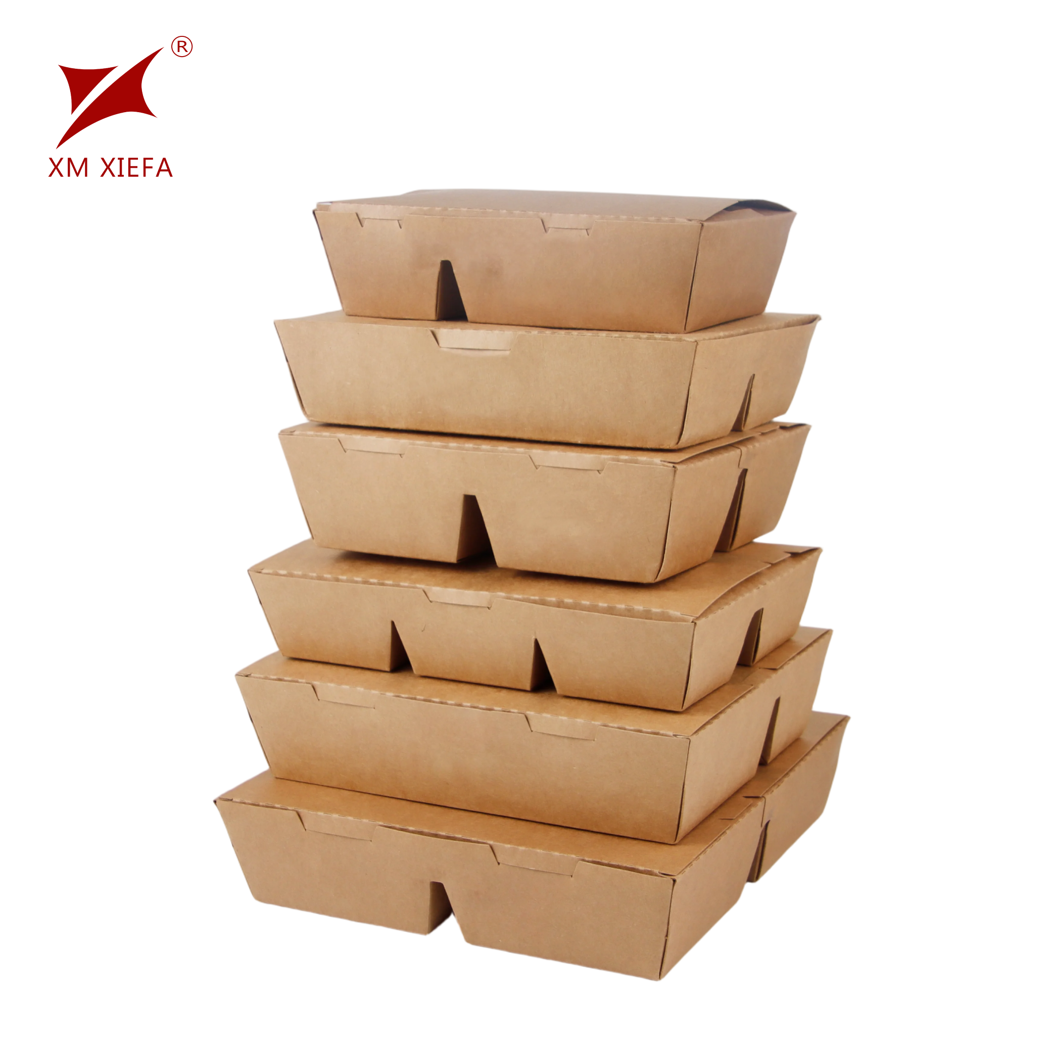 Multi-compartment kraft paper takeaway food packaging container