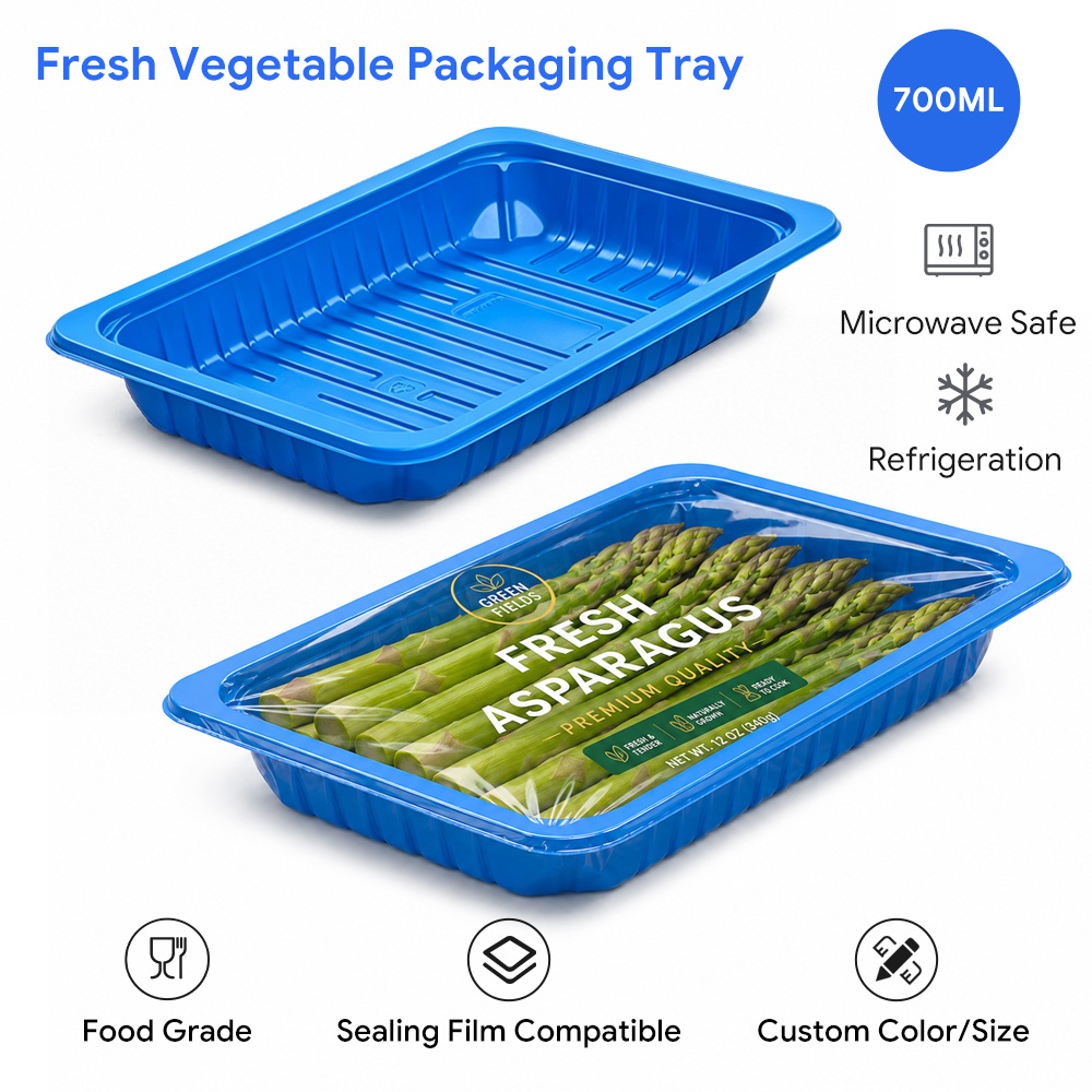 Suitable for supermarkets, PP is food-grade, refrigerable, microwaveable, meat tray packaging with sealable film
