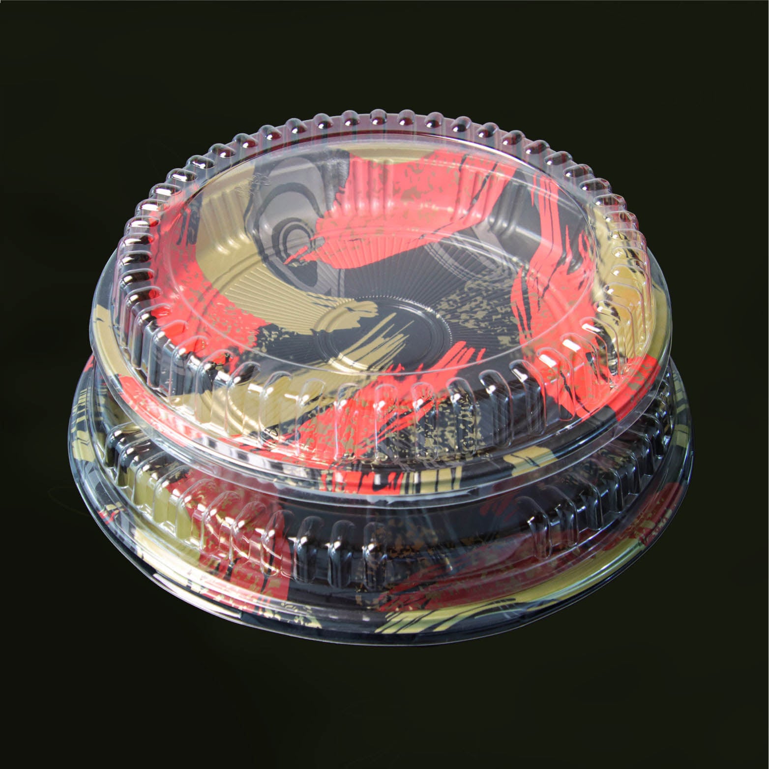 Customized wholesale round disposable PS sushi tray with lid