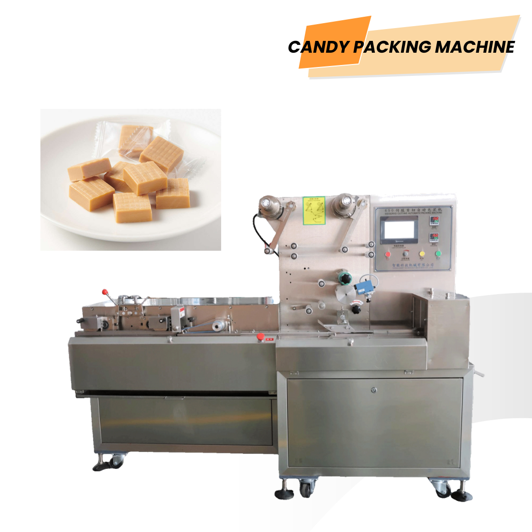 Macchina orizzontale per il confezionamento a cuscino di caramelle al latte con sistema di taglio
