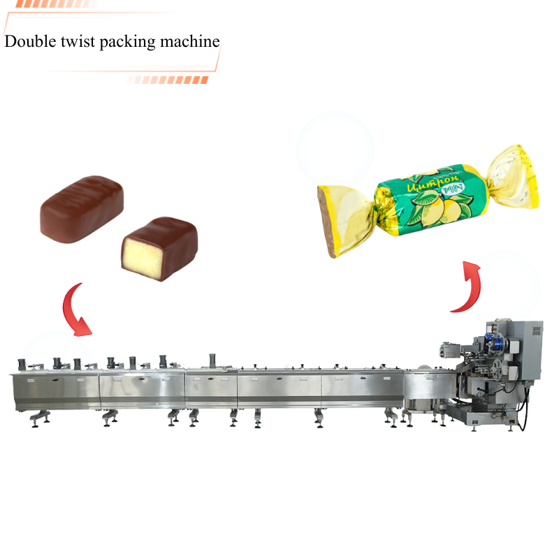 Machine d'emballage à double torsion pour bonbons, caramel dur ou mou, chocolat rond et bonbons torsadés