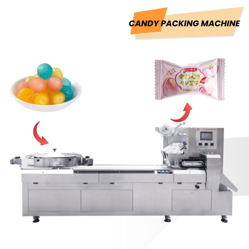 Máquina automática de empaque de caramelos gomosos / Máquina de envoltura de flujo para empaque de alimentos