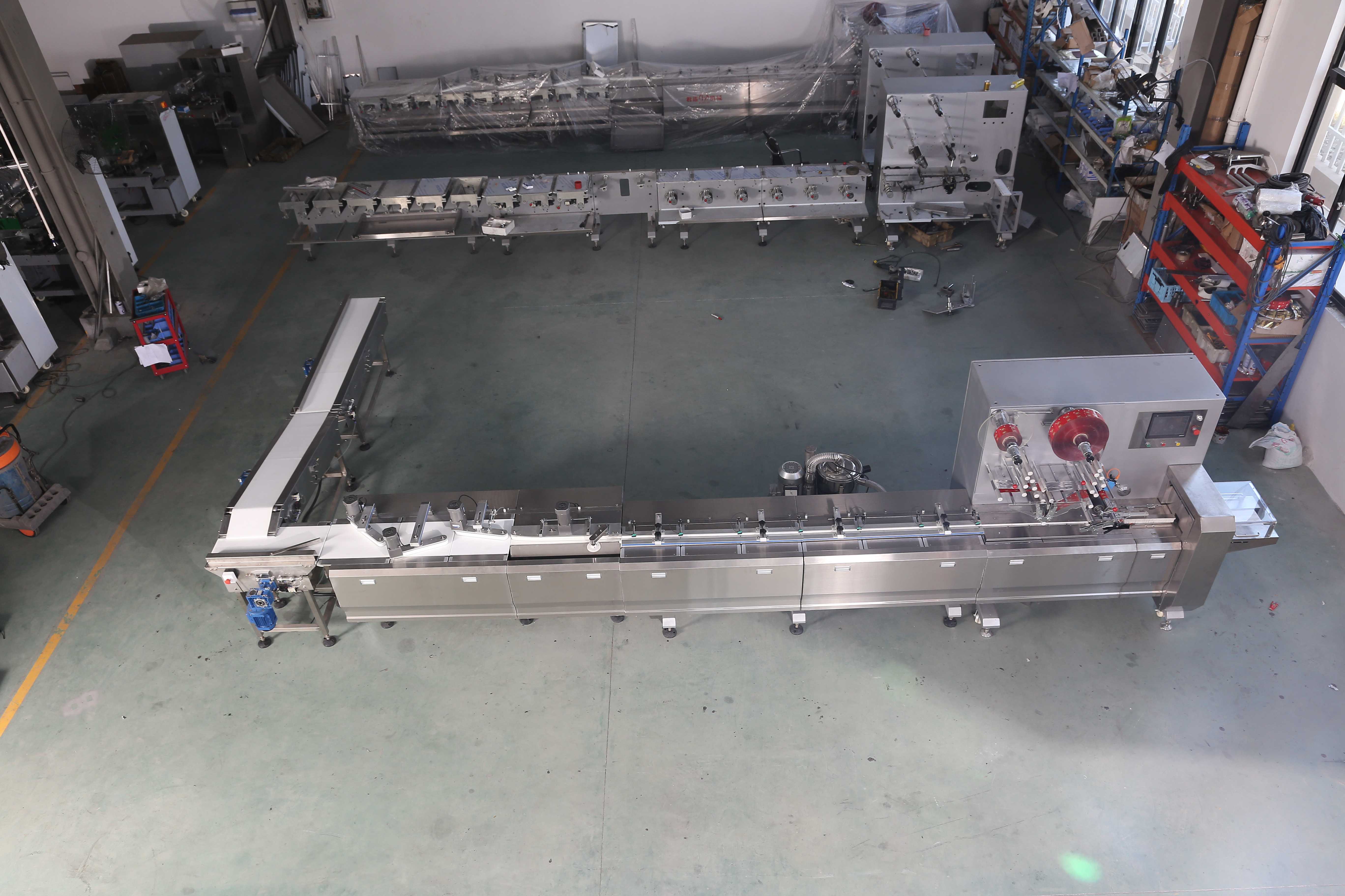 protein bar packaging machine one drag two sinking pillow packing line-5