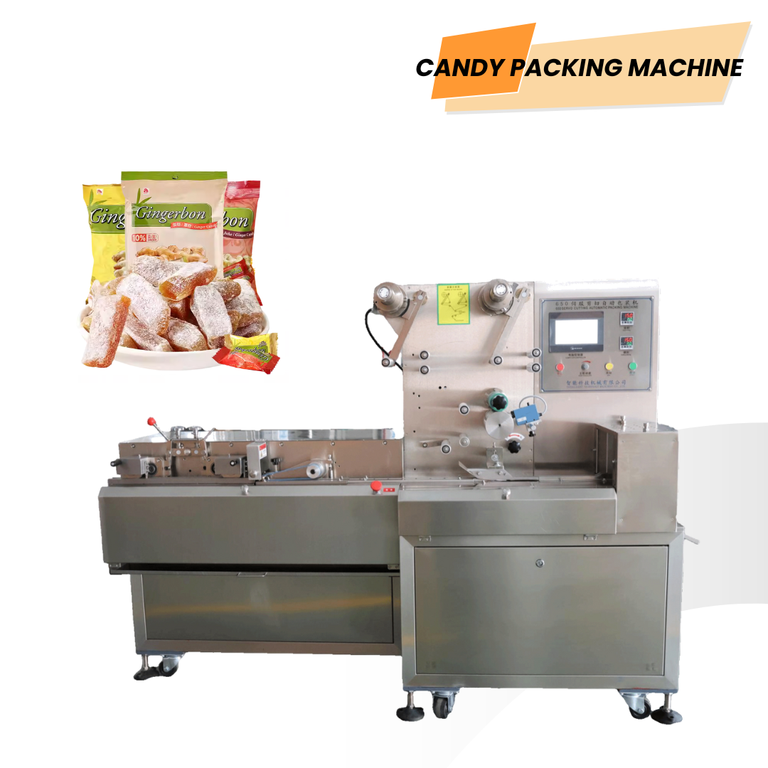 Machine automatique de découpe et d'emballage en coussin pour bonbons au gingembre | Machine d'emballage pour bonbons au gingembre