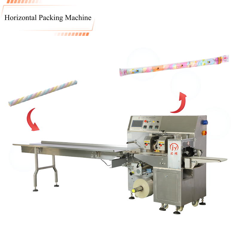 Machine d'emballage de guimauves en sachet coussin, machine d'emballage automatique de barbe à papa, machine horizontale d'emballage de guimauves en sachet
